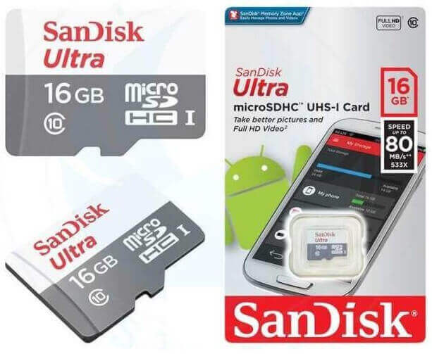 Thẻ nhớ MicroSDHC SanDisk Ultra 16GB 80MB/s