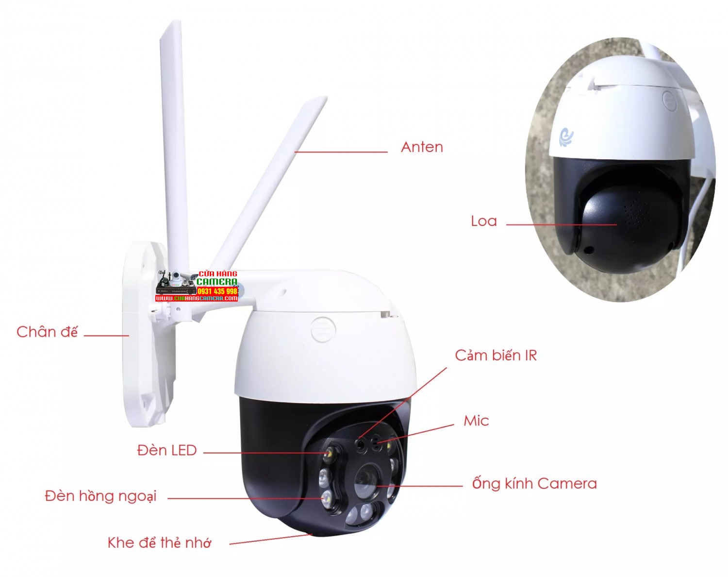 Camera WiFi WinTech WTC-W9 Độ phân giải 3.0MP